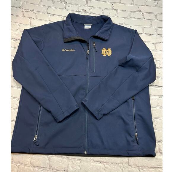 Men’s Notre Dame Football Jacket Columbia Ascender Navy Size 2XL A632
